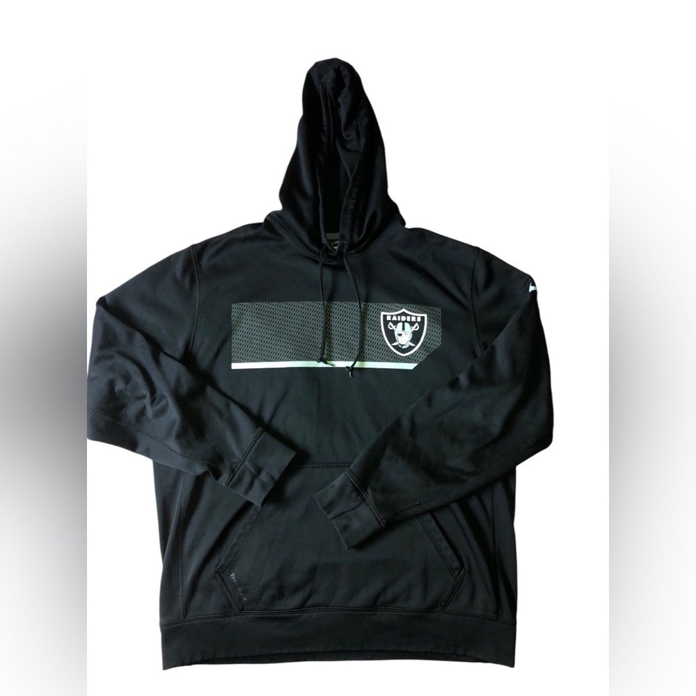 Nike X NFL Team Apperal Raiders Therma Fit Fleece Hoodie Black Large